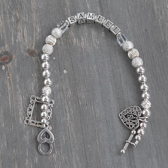 Sterling Silver Grandmother SAMUEL Name Bracelet Photo Frame Charm Toggle 925 - Picture 7 of 9